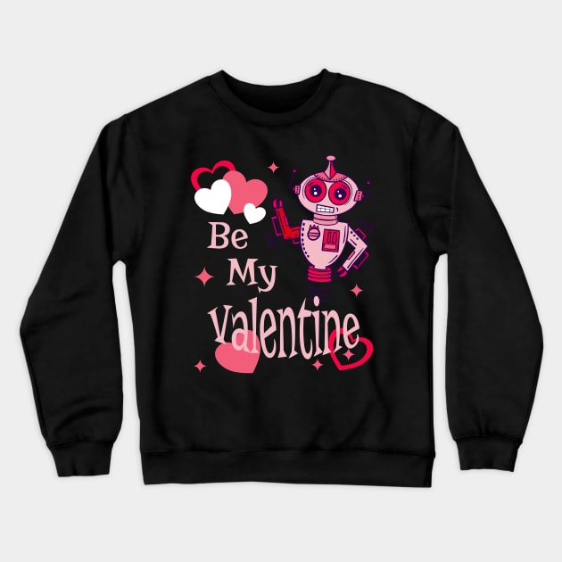 Atomic Robot Retro Vintage Cute Valentines Day Crewneck Sweatshirt by ksrogersdesigns